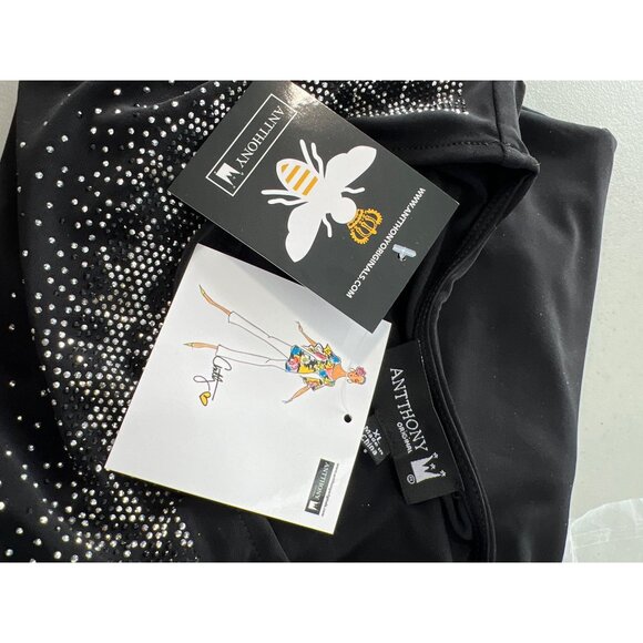 Antthony Embellished Long Sleeve Heat Seal Shirt Size XL Black Silver Chic NEW - Picture 4 of 8